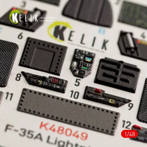 Kelik F-35A Lightning II interior 3D decals for Meng kit - 3D belsőtér-részletező matricakészlet