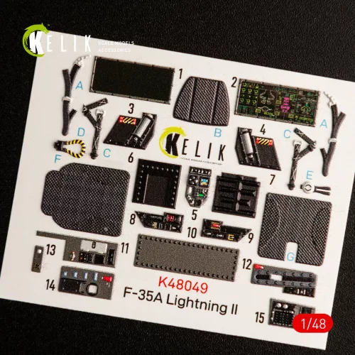 Kelik F-35A Lightning II interior 3D decals for Meng kit - 3D belsőtér-részletező matricakészlet