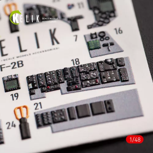 Kelik JASDF F-2B interior 3D decals for Hasegawa kit - 3D belsőtér-részletező matricakészlet