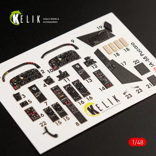 Kelik IA-58 Pucara interior 3D decals for Kinetic kit - 3D belsőtér-részletező matricakészlet