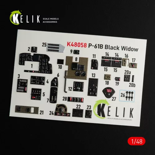Kelik P-61B 'Black Widow' interior 3D decals for GWH kit - 3D belsőtér-részletező matricakészlet