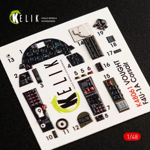 Kelik F4U-1A Corsair interior 3D decals for Tamiya kit - 3D belsőtér-részletező matricakészlet