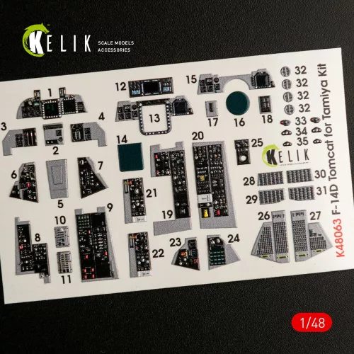 Kelik F-14D Tomcat interior 3D decals for Tamiya kit - 3D belsőtér-részletező matricakészlet