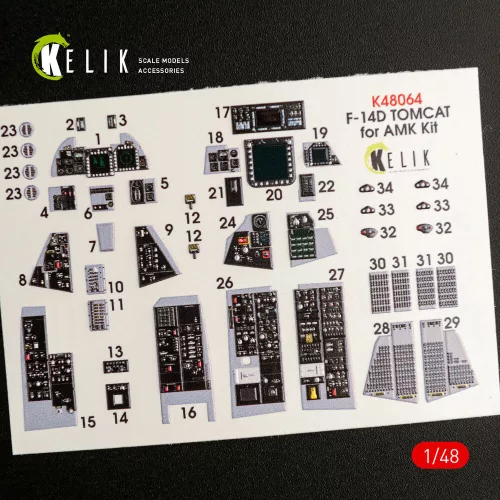 Kelik F-14D Tomcat interior 3D decals for AMK kit - 3D belsőtér-részletező matricakészlet