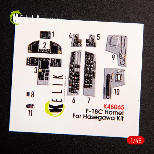 Kelik F-18C Hornet interior 3D decals for Hasegawa kit - 3D belsőtér-részletező matricakészlet