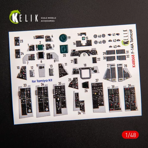 Kelik F-14A Tomcat late interior 3D decals for Tamiya kit - 3D belsőtér-részletező matricakészlet