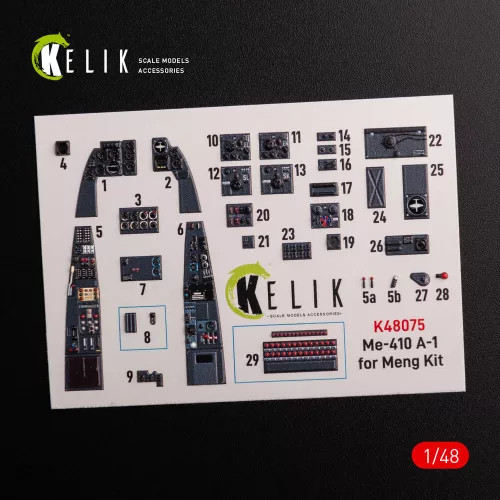 Kelik Messerschmitt Me-410 A1 interior 3D decals for Meng Model kit - 3D belsőtér-részletező matricakészlet