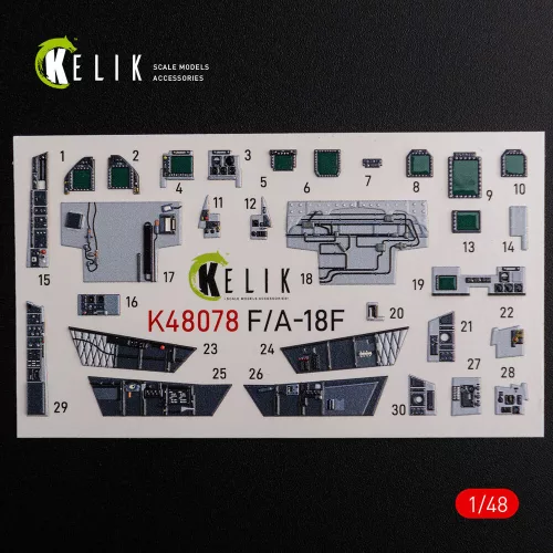 Kelik F/A-18F Super Hornet interior 3D decals for MENG kit - 3D belsőtér-részletező matricakészlet
