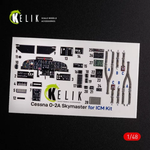 Kelik O-2A Skymaster interior 3D decals small version for ICM kit - 3D belsőtér-részletező matricakészlet, kis változat