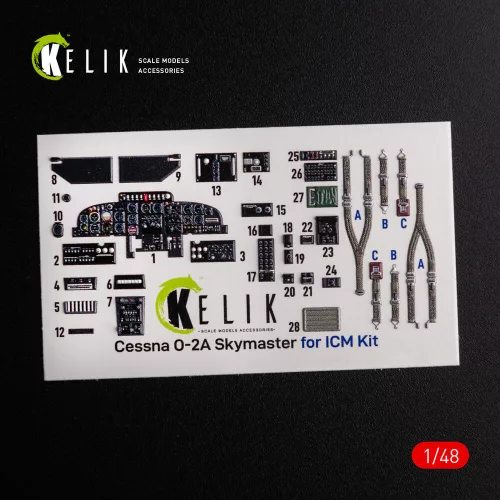 Kelik O-2A Skymaster interior 3D decals grey decoration type for ICM kit - 3D belsőtér-részletező matricakészlet, szürke dekorációs változat