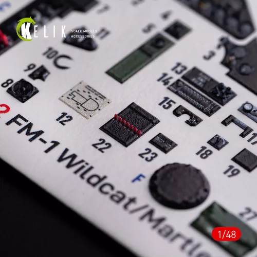 Kelik FM-1 Wildcat/Martlet Mk.V interior 3D decals for Tamiya kit - 3D belsőtér-részletező matricakészlet