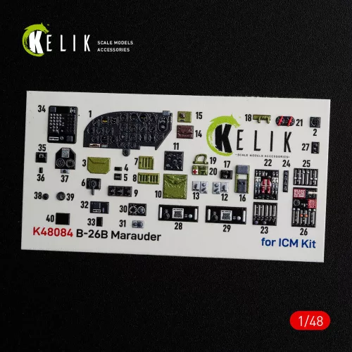 Kelik B-26B Marauder interior 3D decals for ICM kit - 3D belsőtér-részletező matricakészlet