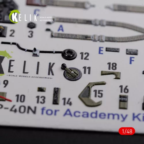 Kelik P-40N interior 3D decals for Academy kit - 3D belsőtér-részletező matricakészlet