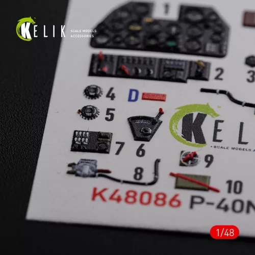 Kelik P-40N interior 3D decals for Academy kit - 3D belsőtér-részletező matricakészlet