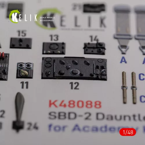 Kelik SBD-2 Dauntless interior 3D decals for Academy kit - 3D belsőtér-részletező matricakészlet