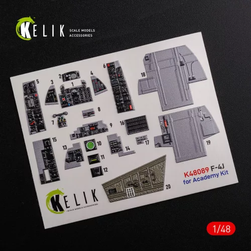 Kelik F-4J Phantom II interior 3D decals for Academy kit - 3D belsőtér-részletező matricakészlet