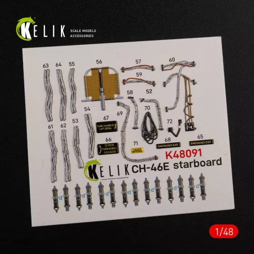 Kelik CH-46E Cargo compartment interior 3D decals for Academy kit - CH-46E tehertér – 3D belsőtér-részletező matricakészlet