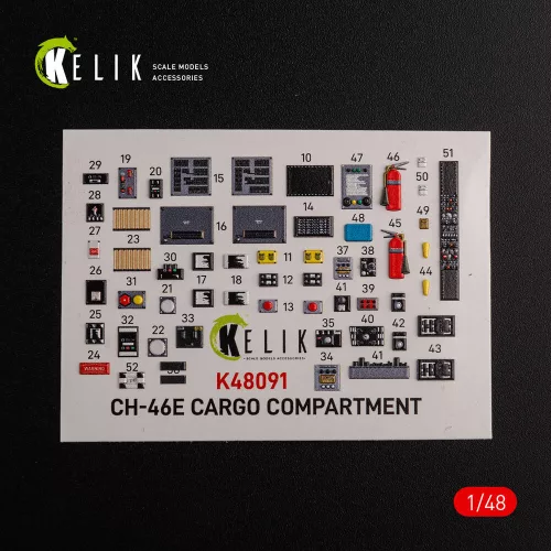 Kelik CH-46E Cargo compartment interior 3D decals for Academy kit - CH-46E tehertér – 3D belsőtér-részletező matricakészlet
