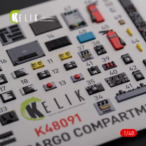 Kelik CH-46E Cargo compartment interior 3D decals for Academy kit - CH-46E tehertér – 3D belsőtér-részletező matricakészlet