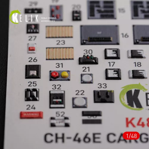 Kelik CH-46E Cargo compartment interior 3D decals for Academy kit - CH-46E tehertér – 3D belsőtér-részletező matricakészlet