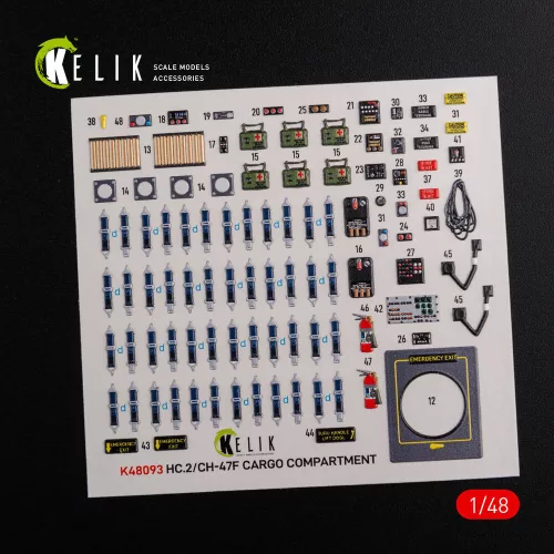Kelik CH-47F interior 3D decals for Italeri kit - 3D belsőtér-részletező matricakészlet