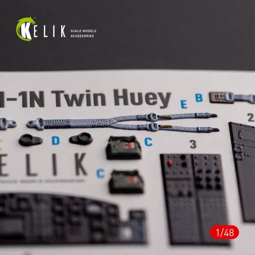 Kelik UH-1N Twin Huey - interior 3D decals for Zimi Model/KittyHawk kit - 3D belsőtér-részletező matricakészlet