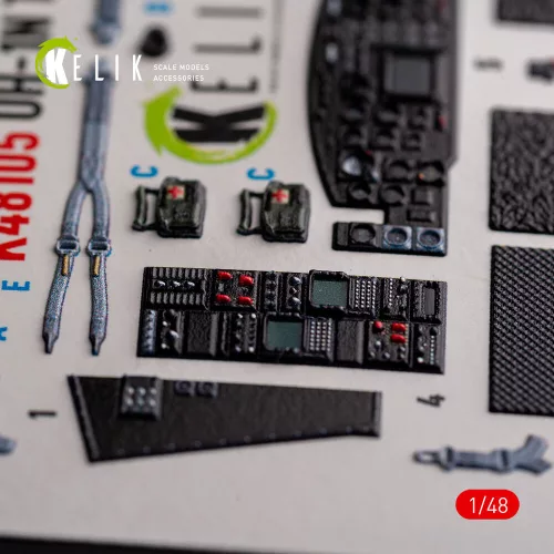 Kelik UH-1N Twin Huey - interior 3D decals for Zimi Model/KittyHawk kit - 3D belsőtér-részletező matricakészlet