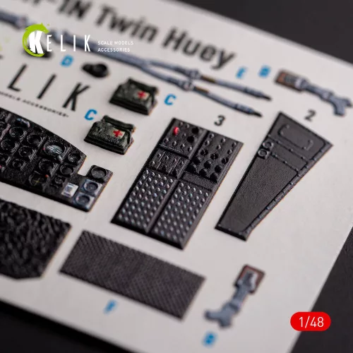 Kelik UH-1N Twin Huey - interior 3D decals for Zimi Model/KittyHawk kit - 3D belsőtér-részletező matricakészlet