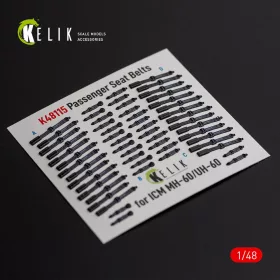   Kelik Passenger Seat Belts for MH-60/UH-60 Black Hawk - interior 3D decals for ICM kit - 3D utasülés-biztonságiöv matricakészlet
