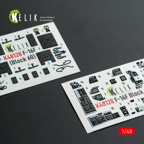 Kelik F-16F Block 60 - interior 3D decals for Hasegawa kit - 3D belsőtér-részletező matricakészlet