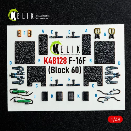 Kelik F-16F Block 60 - interior 3D decals for Hasegawa kit - 3D belsőtér-részletező matricakészlet