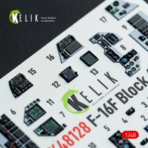 Kelik F-16F Block 60 - interior 3D decals for Hasegawa kit - 3D belsőtér-részletező matricakészlet