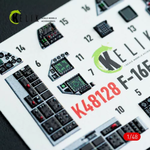 Kelik F-16F Block 60 - interior 3D decals for Hasegawa kit - 3D belsőtér-részletező matricakészlet