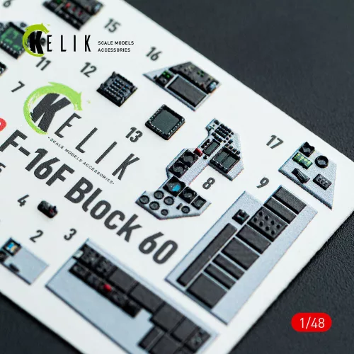 Kelik F-16F Block 60 - interior 3D decals for Hasegawa kit - 3D belsőtér-részletező matricakészlet