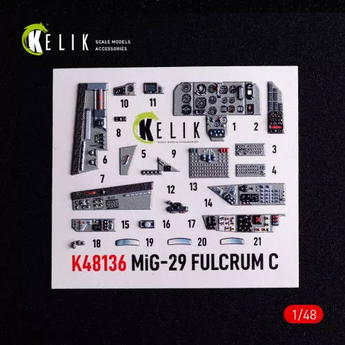 Kelik Mig-29C (9-13) Fulcrum interior 3D decals for GWH - 3D belsőtér-részletező matricakészlet