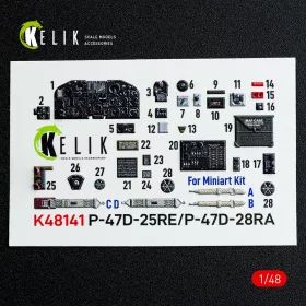   Kelik P-47D - 25RE/28RA - interior 3D decals for MiniArt kit - 3D belsőtér-részletező matricakészlet