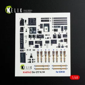   Kelik Do-217 K/M - interior 3D decals for ICM kit - 3D belsőtér-részletező matricakészlet