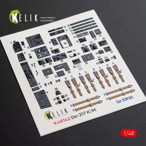 Kelik Do-217 K/M - interior 3D decals for ICM kit - 3D belsőtér-részletező matricakészlet