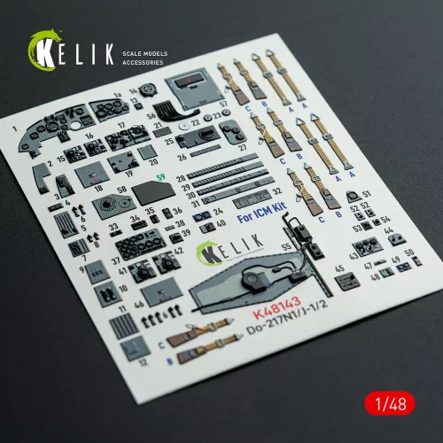 Kelik Do-217 N/J - interior 3D decals for ICM kit - 3D belsőtér-részletező matricakészlet