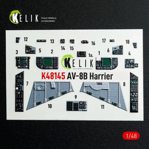 Kelik AV-8B Harrier - interior 3D decals for Hasegawa kit - 3D belsőtér-részletező matricakészlet