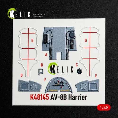 Kelik AV-8B Harrier - interior 3D decals for Hasegawa kit - 3D belsőtér-részletező matricakészlet