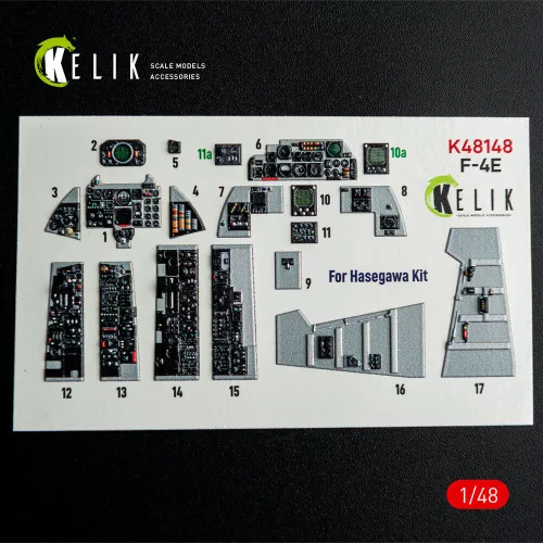 Kelik F-4E - interior 3D decals for Hasegawa kit - 3D belsőtér-részletező matricakészlet
