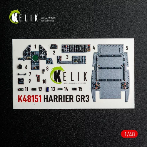 Kelik HARRIER GR3 - interior 3D decals for Kinetic kit - 3D belsőtér-részletező matricakészlet