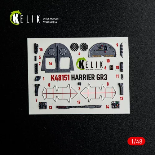 Kelik HARRIER GR3 - interior 3D decals for Kinetic kit - 3D belsőtér-részletező matricakészlet