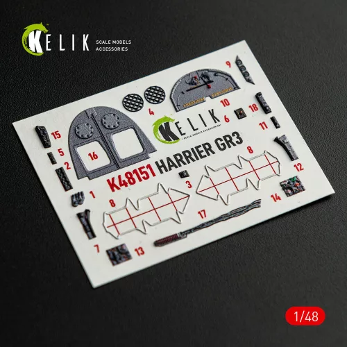 Kelik HARRIER GR3 - interior 3D decals for Kinetic kit - 3D belsőtér-részletező matricakészlet