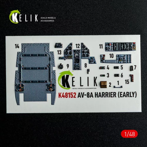 Kelik AV-8A HARRIER (Early) - interior 3D decals for Kinetic kit - 3D belsőtér-részletező matricakészlet