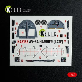   Kelik AV-8A HARRIER (Late) - interior 3D decals for Kinetic kit - 3D belsőtér-részletező matricakészlet