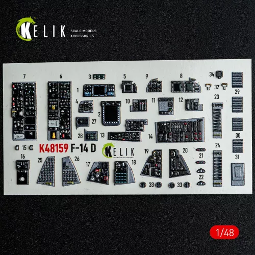 Kelik F-14D - interior 3D decals for GWH kit - 3D belsőtér-részletező matricakészlet