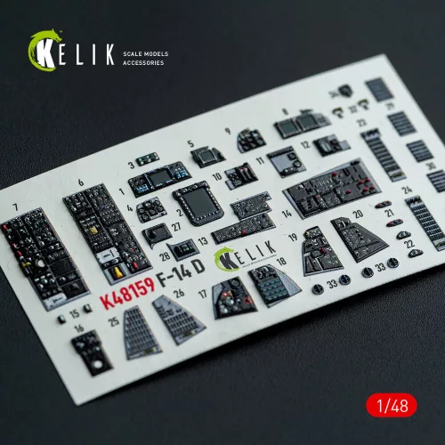 Kelik F-14D - interior 3D decals for GWH kit - 3D belsőtér-részletező matricakészlet