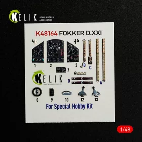   Kelik FOKKER D.XXI - interior 3D decals for Special Hobby kit - 3D belsőtér-részletező matricakészlet